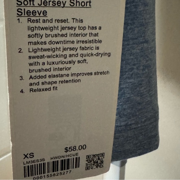 NWT Lululemon Soft Jersey Short-Sleeve Shirt - Heathered Windmill Blue XS - Picture 7 of 7